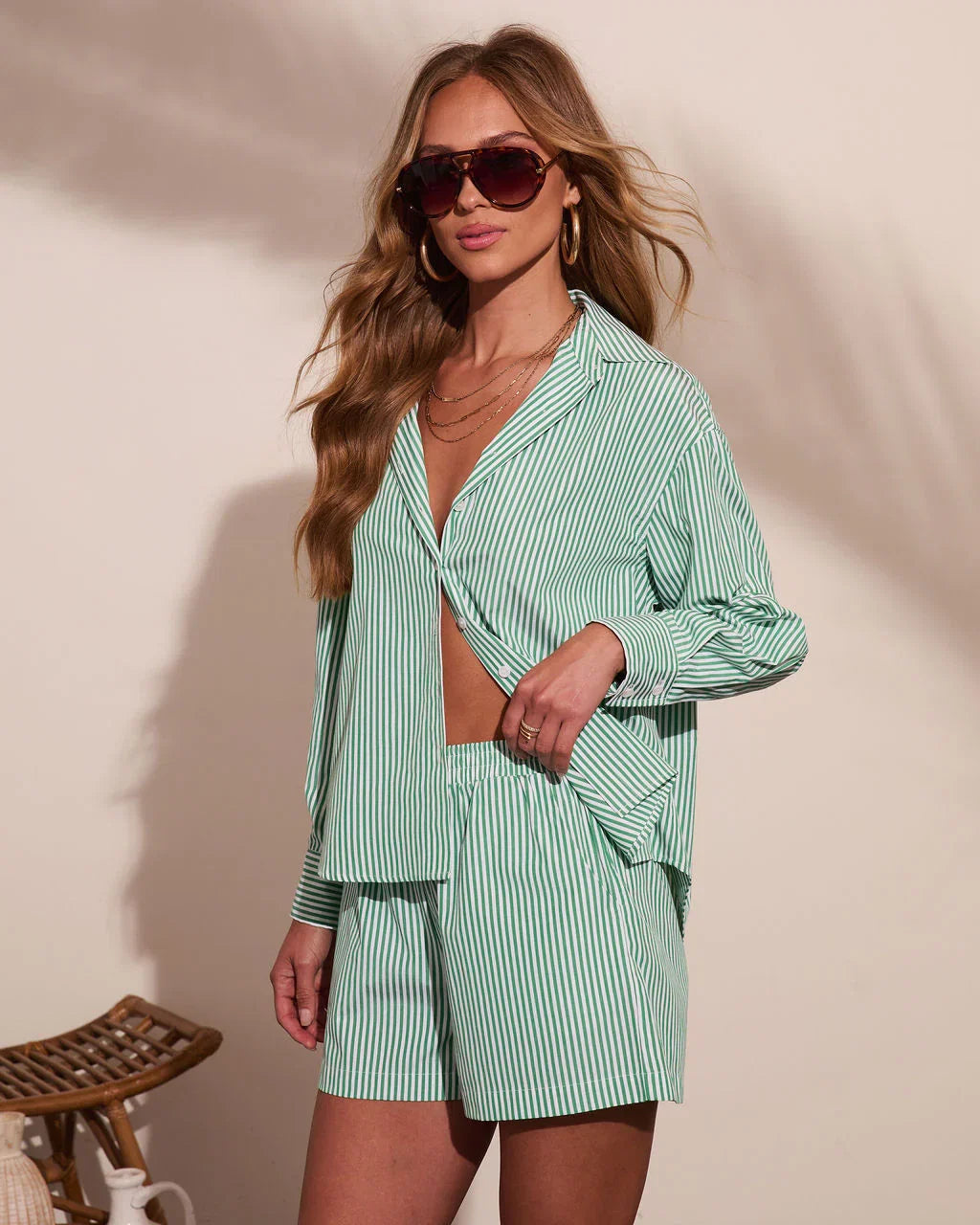 Fresh Dayglow Striped Button Down Top
