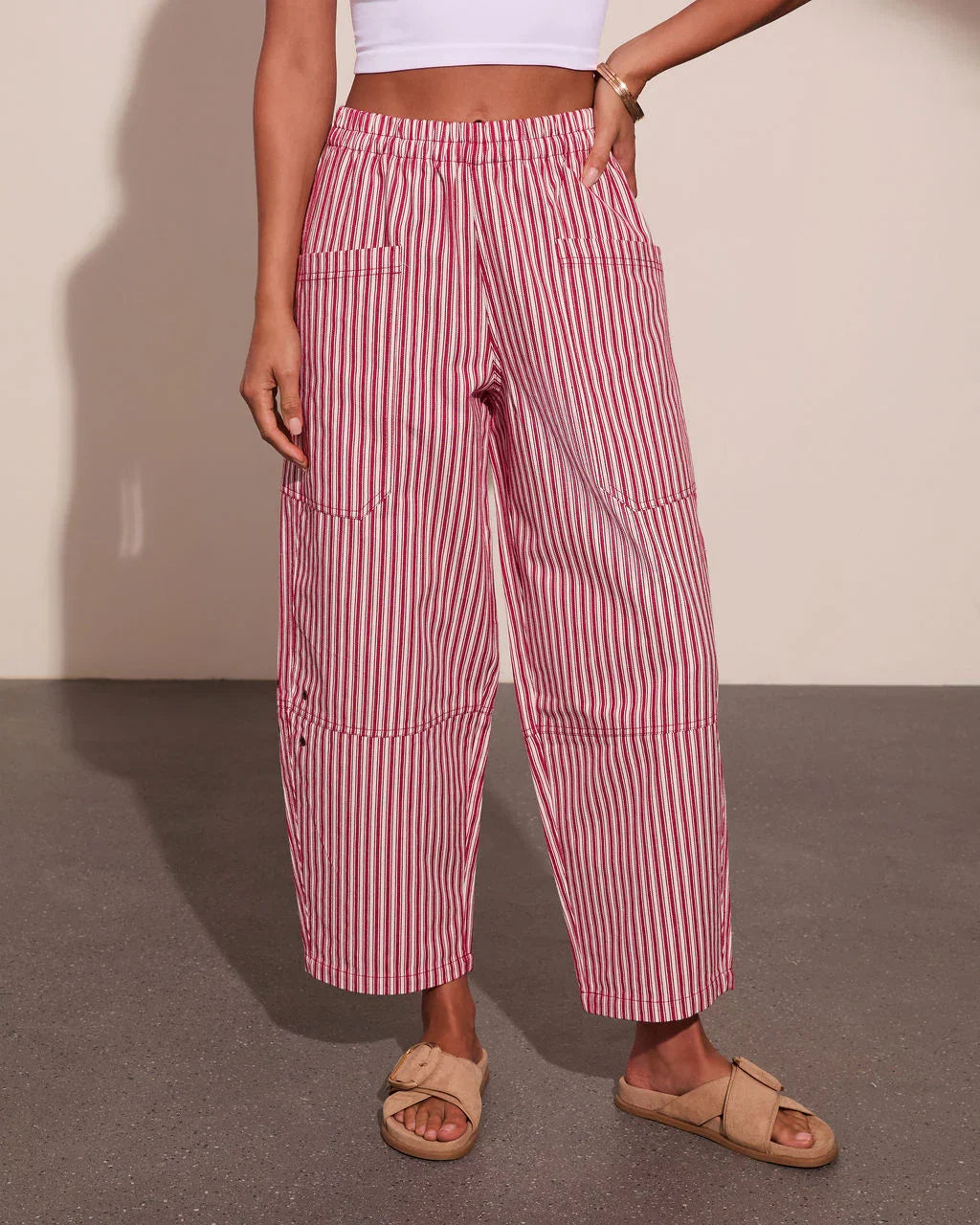 Nautical Honey Striped Barrel Leg Pants