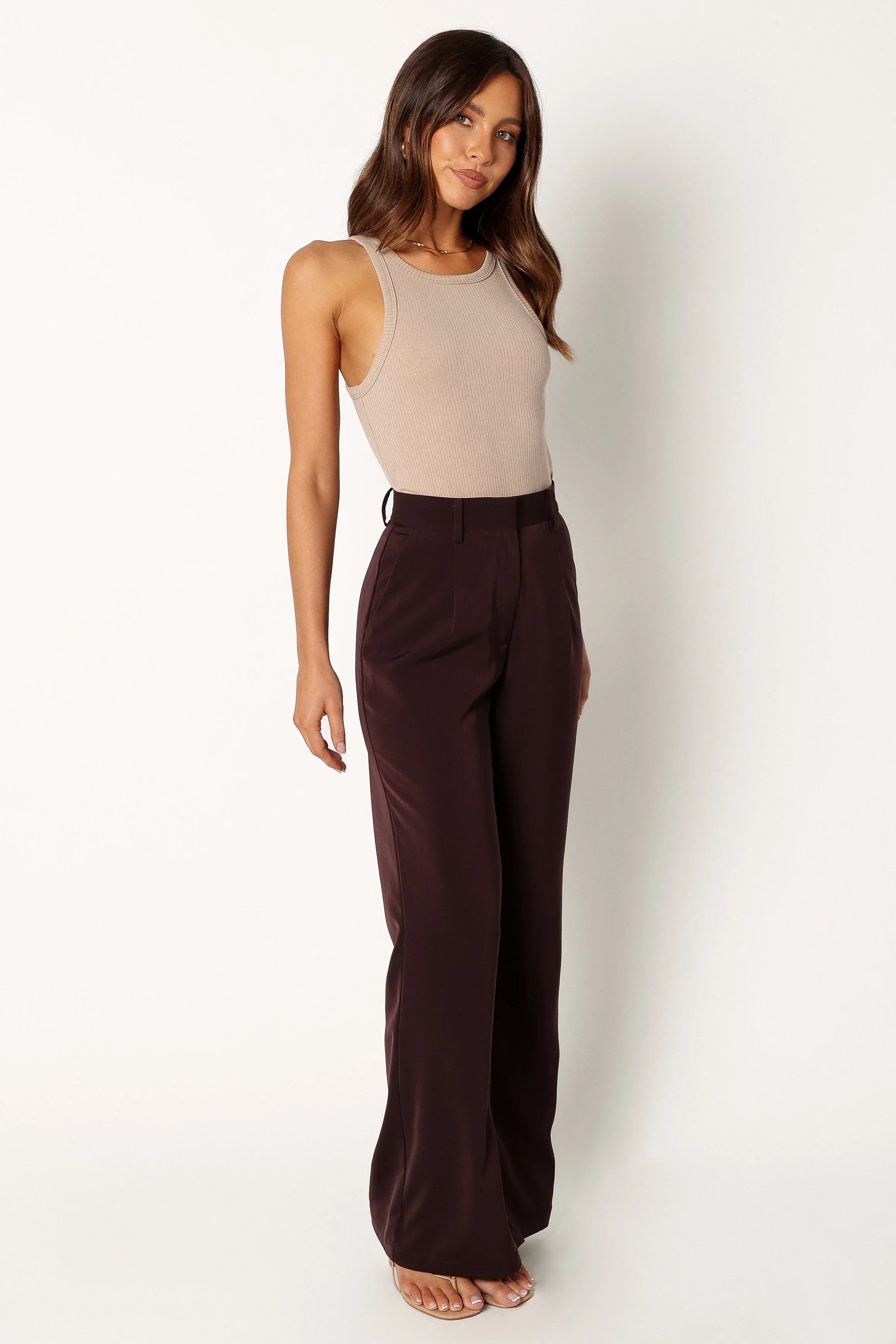 Neveah Silky Wide Leg Trousers Merlot