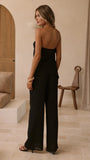 Zabrina Semi Sheer Strapless Top and Pants Set Black
