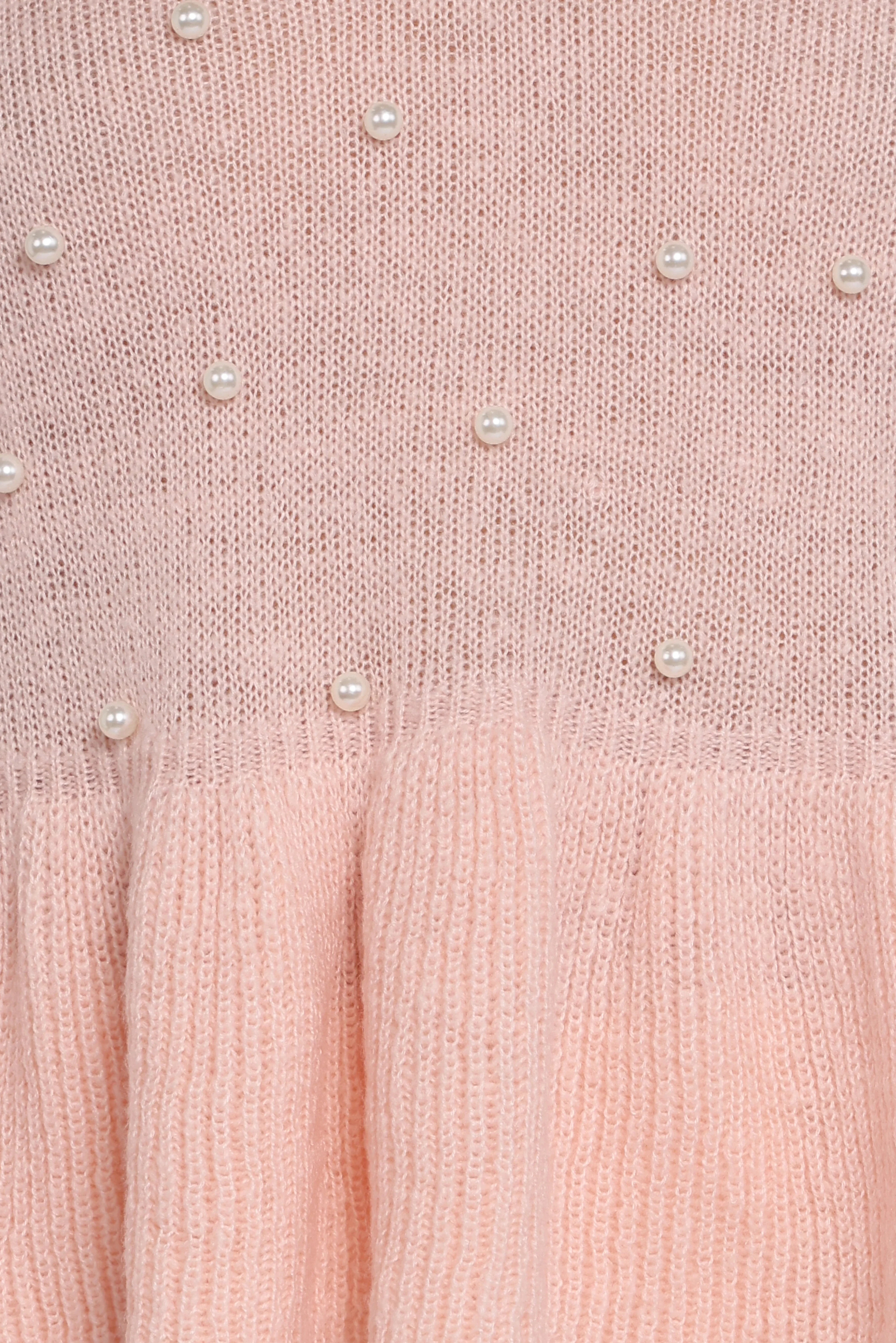 Molly Pearl Peplum Knit Sweater Light Pink