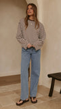 Solana Long Sleeve Top Choc White Stripe