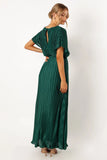 Neville Pleated Maxi Dress Teal Green