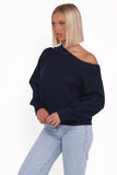 Ailis Off Shoulder Sweater Navy