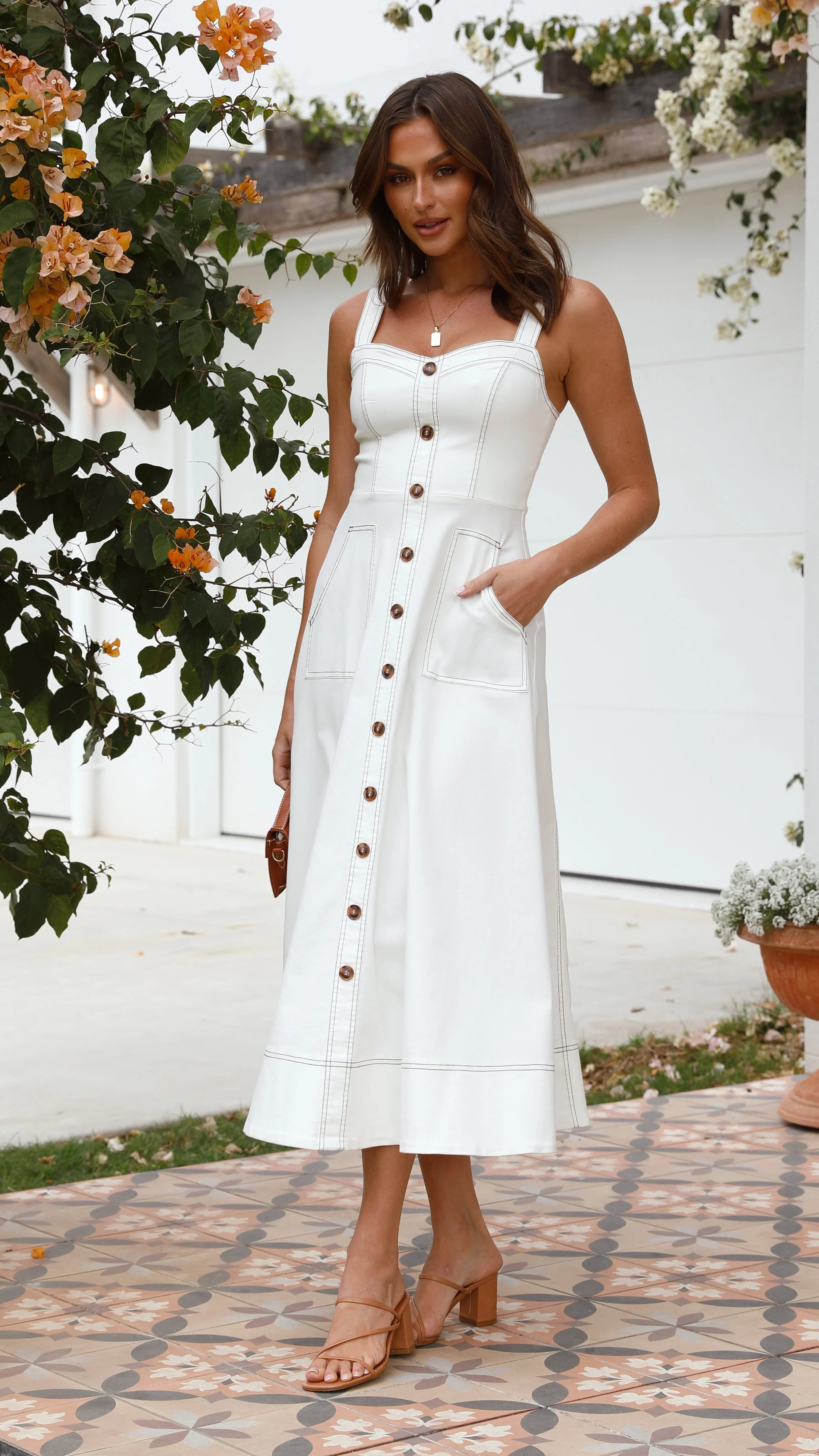 Indigo Midi Dress White Denim