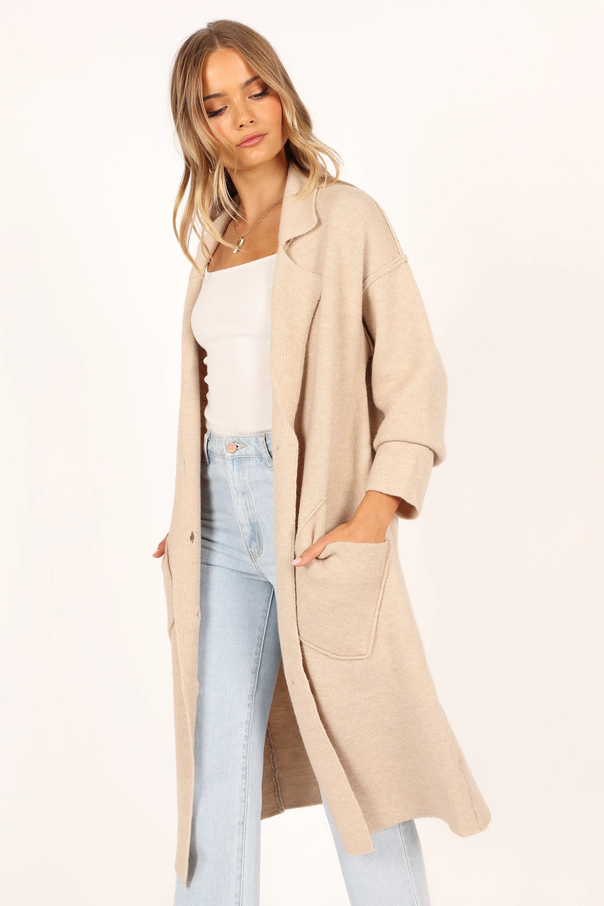Ivy Button Front Coatigan Oatmeal