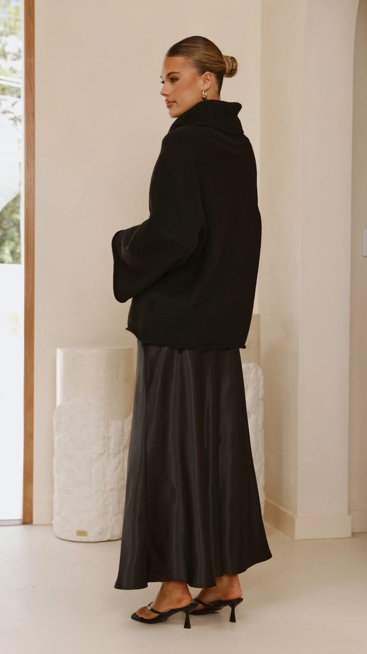 Darina Bias Cut Maxi Skirt Black