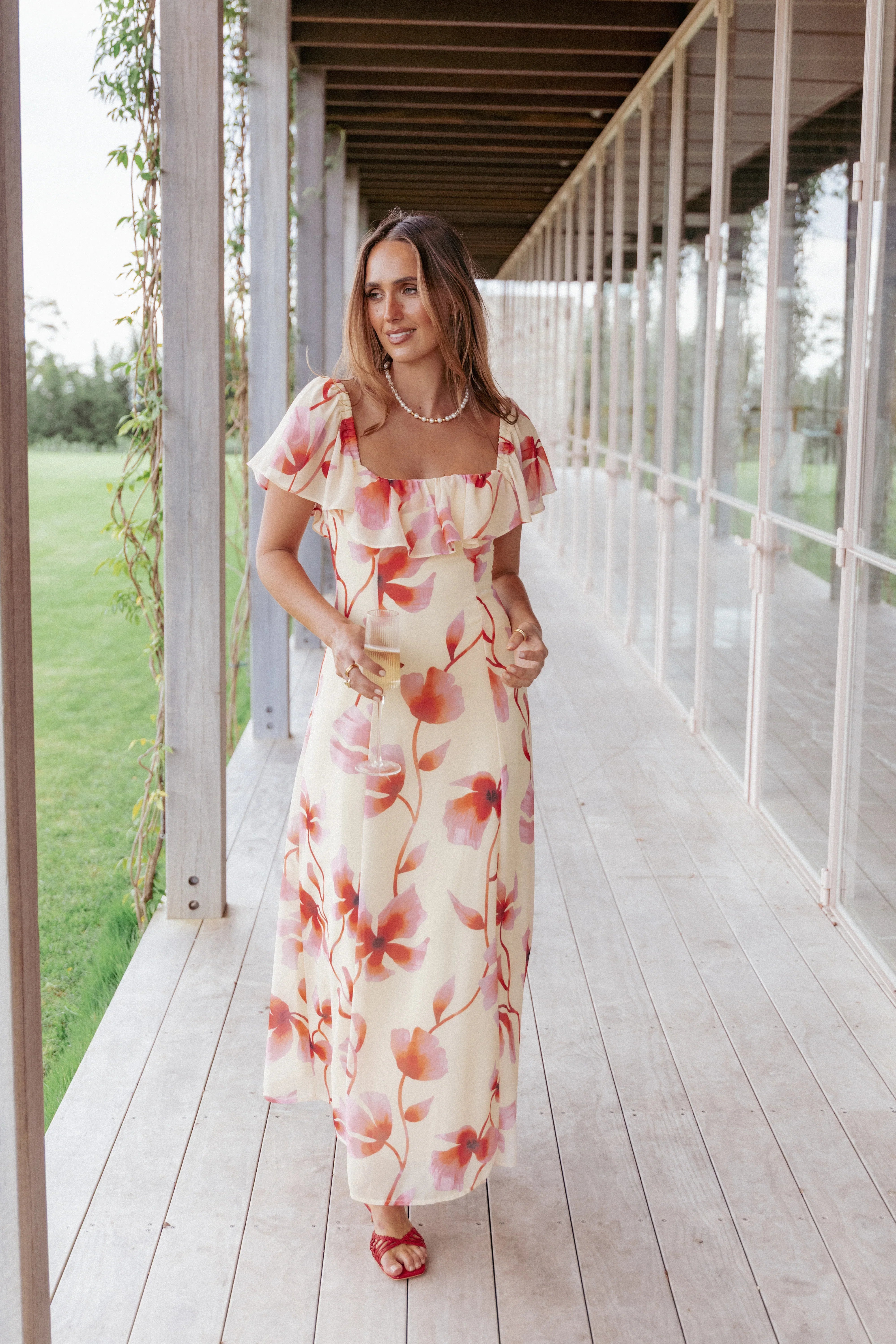 Kamie Maxi Dress Pink Floral