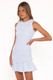 Kiki Smocked Mini Dress Blue Stripe