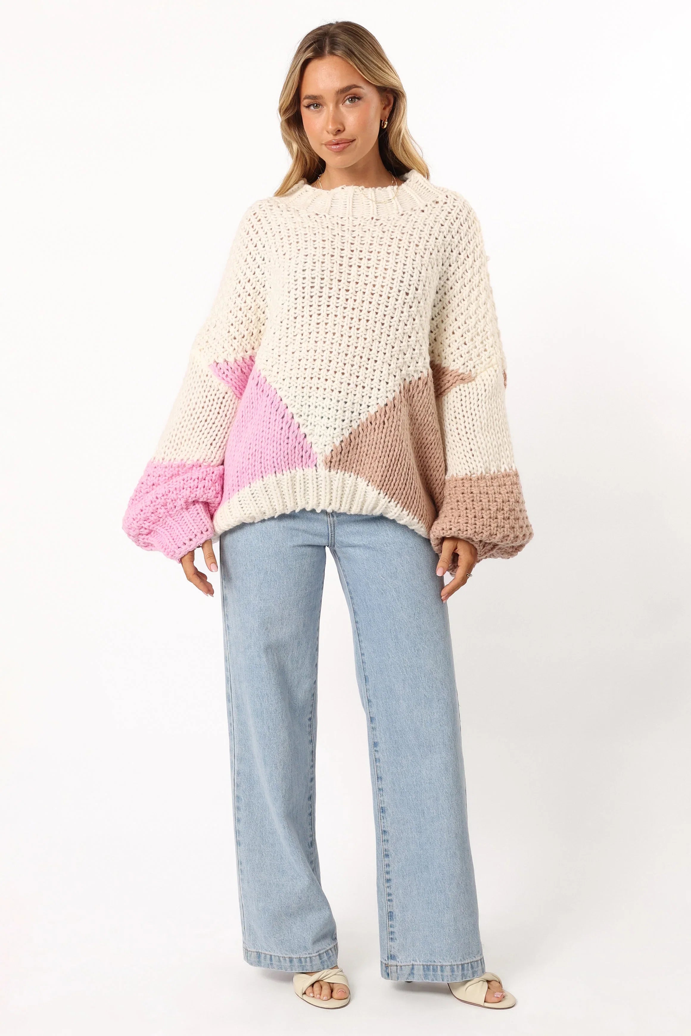 Koda Pattern Knit Sweater Pink Multi