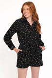 Niqui Long Sleeve Romper Black Cream