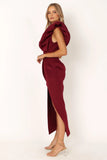Augie Frill Shoulder Maxi Dress Burgundy