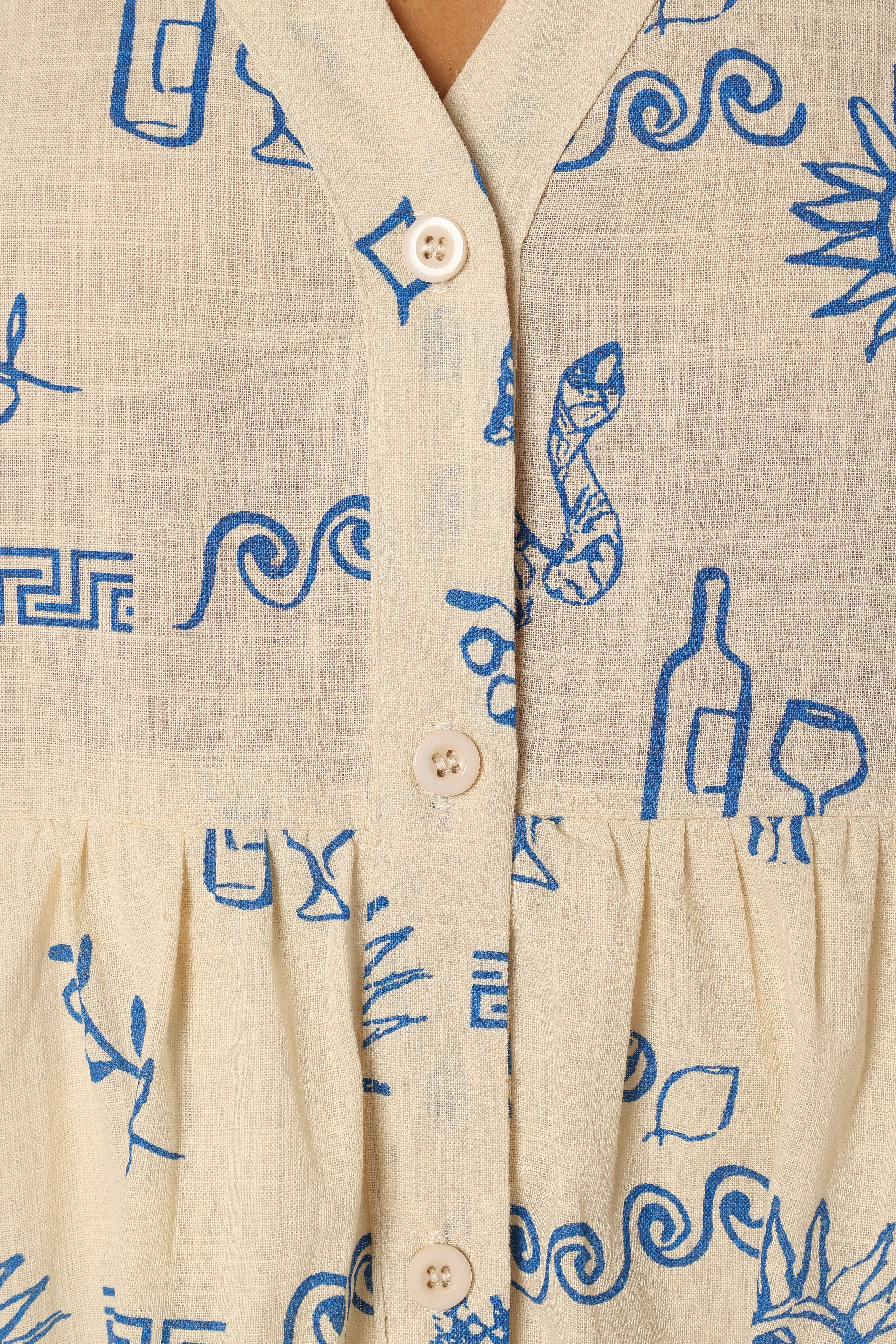 Elias Mini Dress Beige Blue