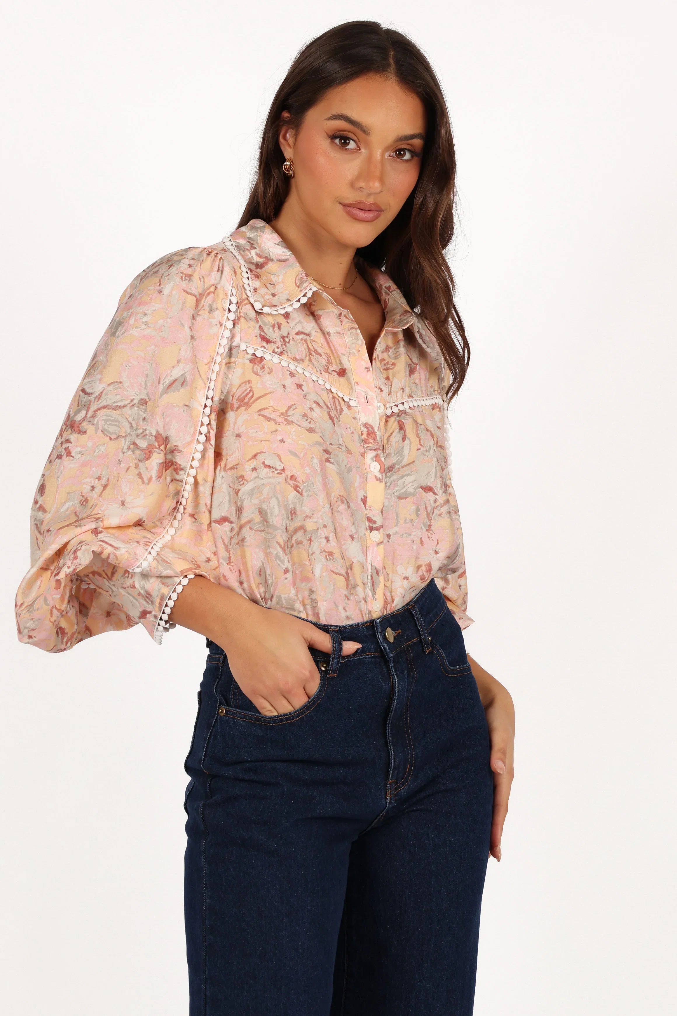 Floria Top Beige Floral
