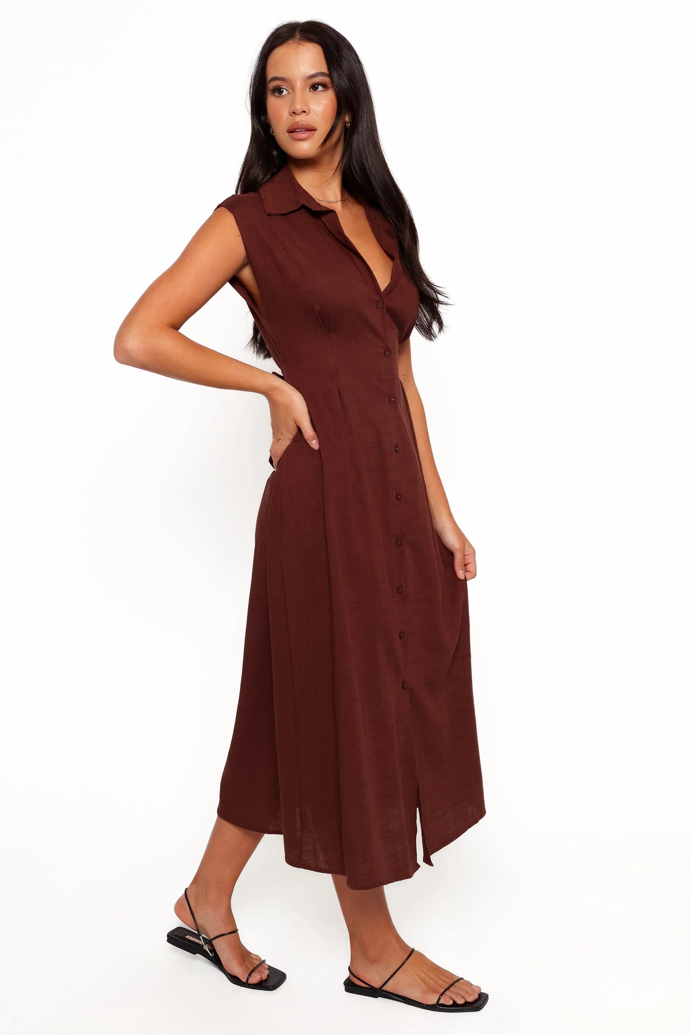 Cami Midi Dress Chocolate Brown