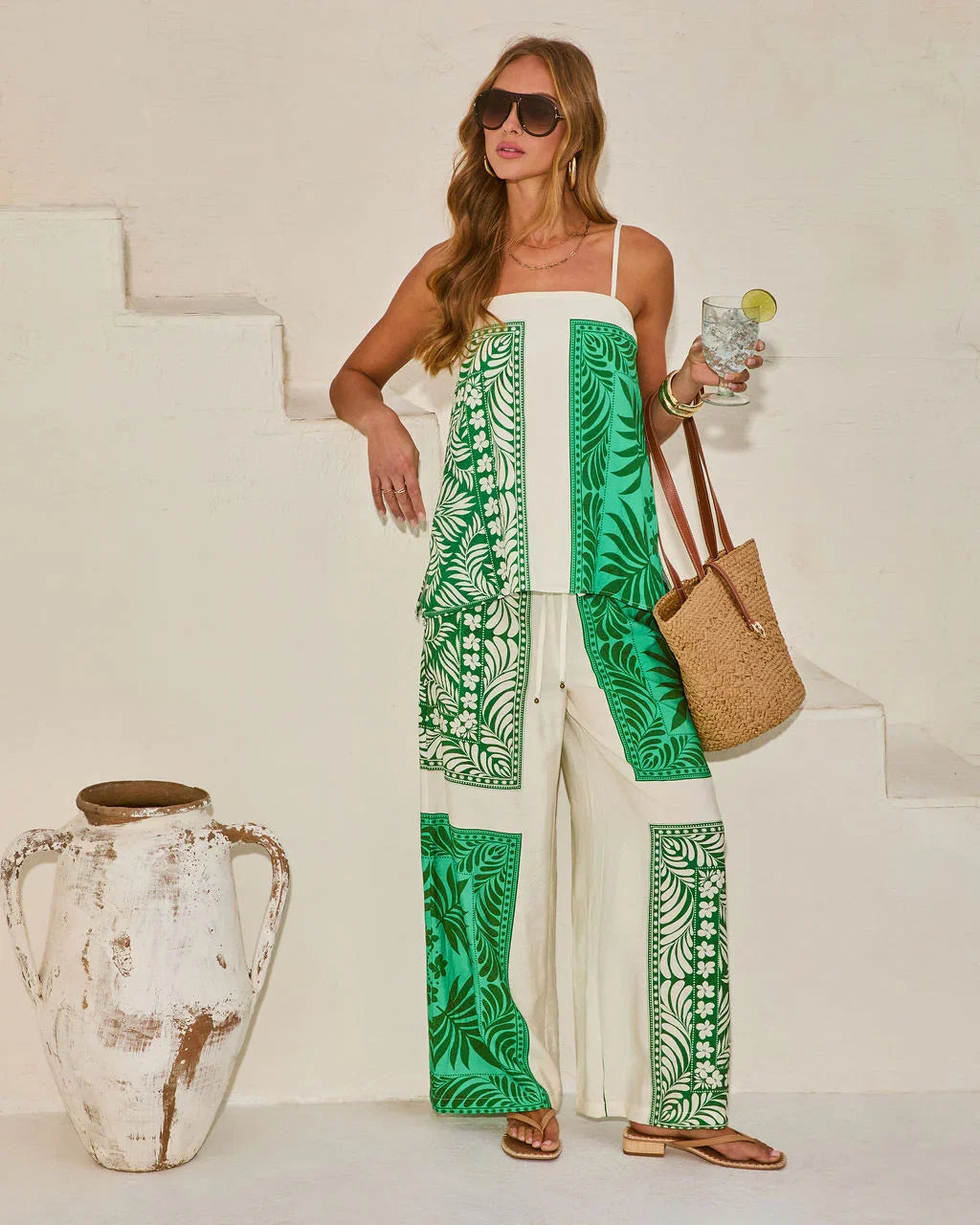 Relaxed Riviera Tropical Print Relaxed Drawstring Pant