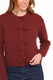 Wilde Bow Front Cardigan Burgundy