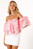 Deedi Off Shoulder Top Pink Floral