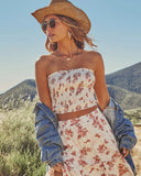 Dusk Prism Smocked Floral Crop Tube Top