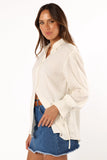Dylan Long Sleeve Button Up Top White