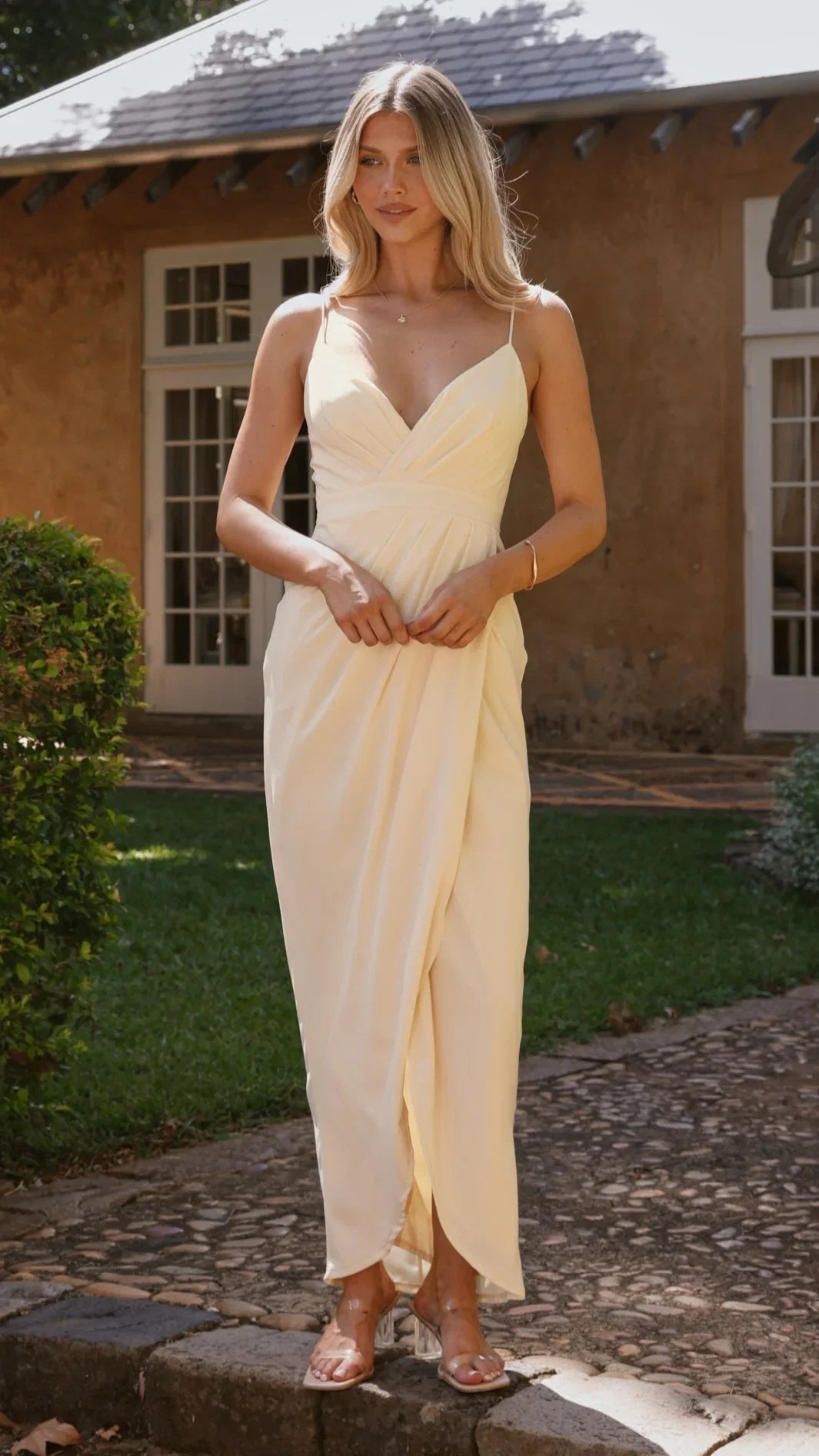 Charlotte Draped Maxi Dress Yellow