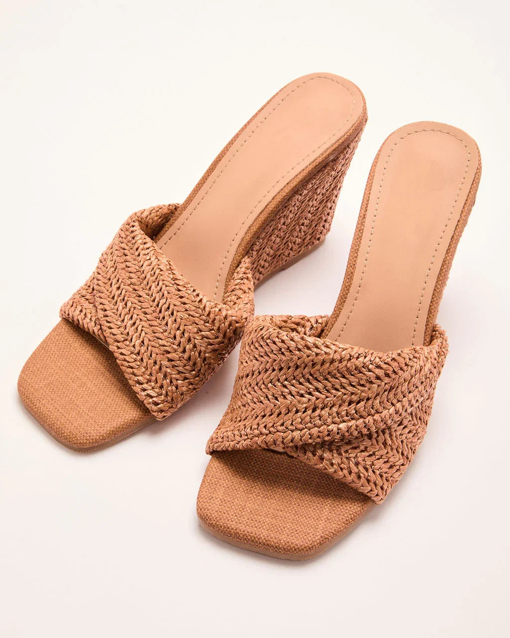 Arbella Raffia Wedge Mules