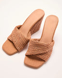 Arbella Raffia Wedge Mules