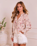 Ethereal Darling Split Neck Tie Floral Blouse