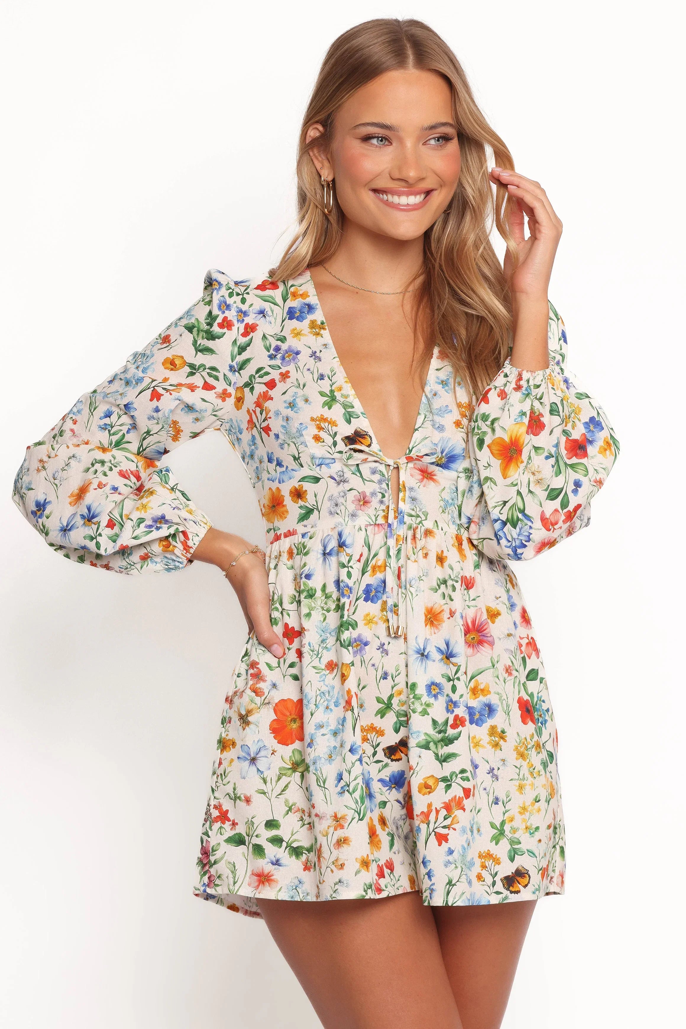 Irisa Long Sleeve Romper Garden Floral