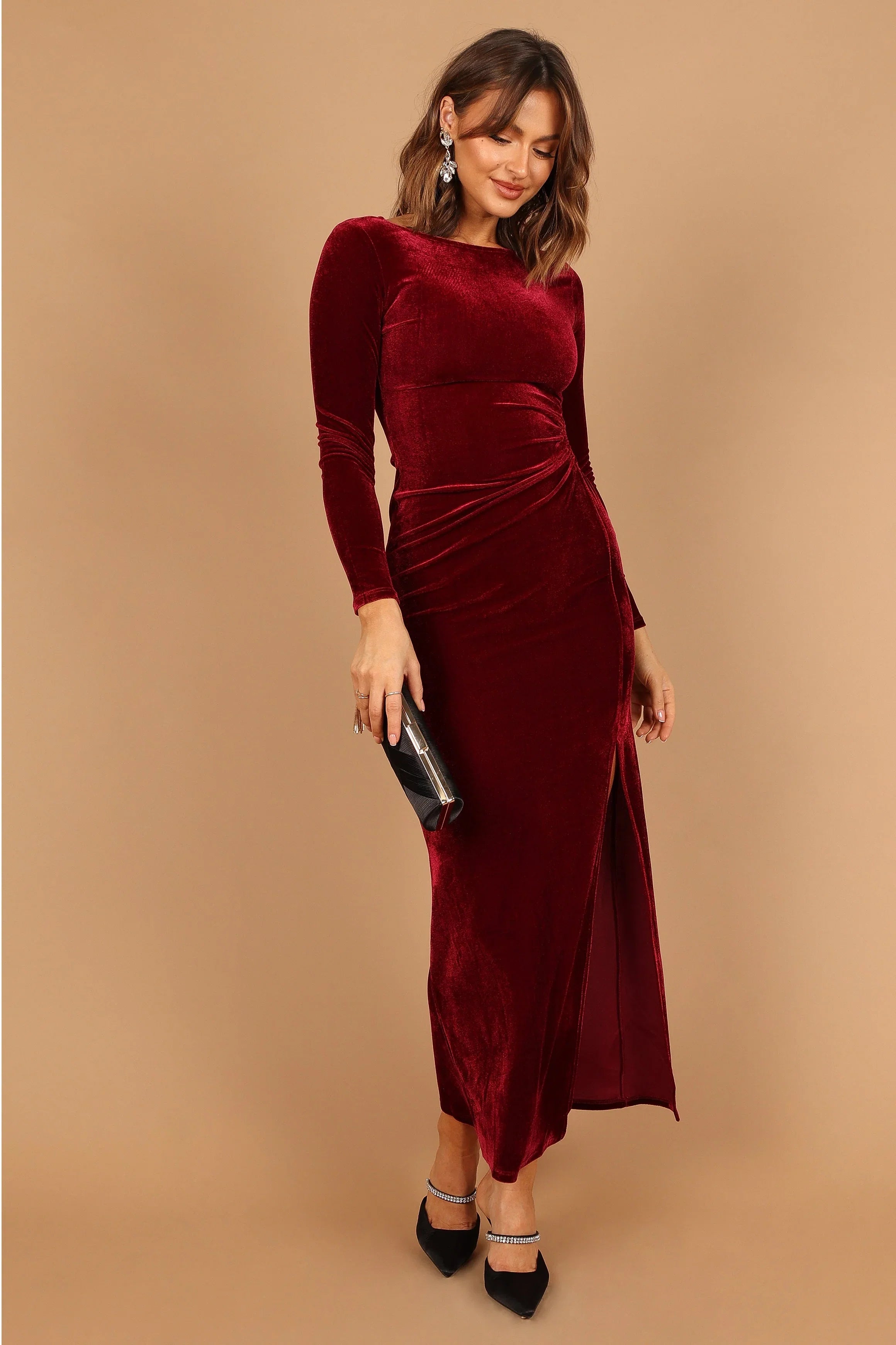 Sarine Long Sleeve Maxi Dress Wine