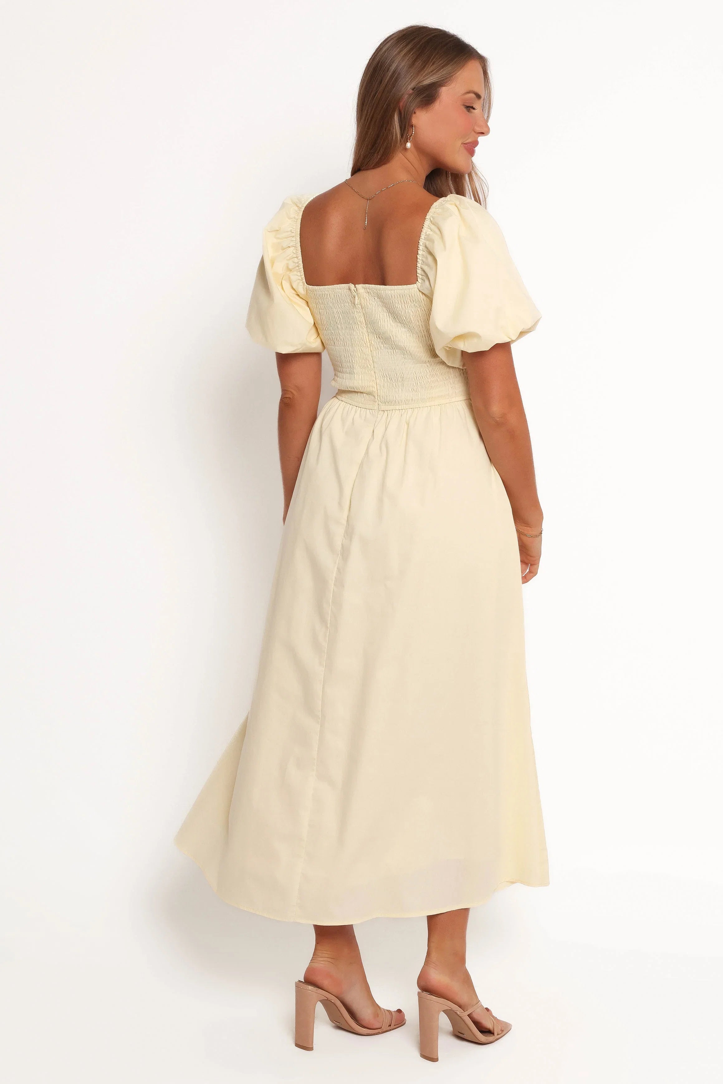 Clo Puff Sleeve Midi Dress Yellow