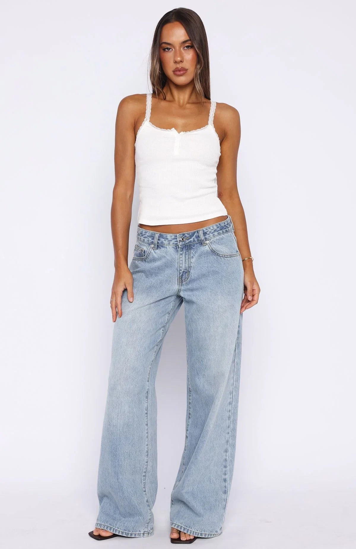 Holding On To You Lace Trim Top White