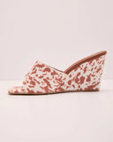 Western Hide Cow Print Wedge Mules