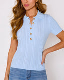 Thaliah Ribbed Knit Henley Top