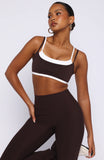 All The Glory Sports Bra Dark Chocolate White