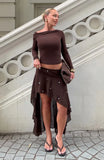 Starry Eyed Sequin Midi Skirt Chocolate