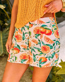 Sun Orchard Fruit Print Cotton Shorts