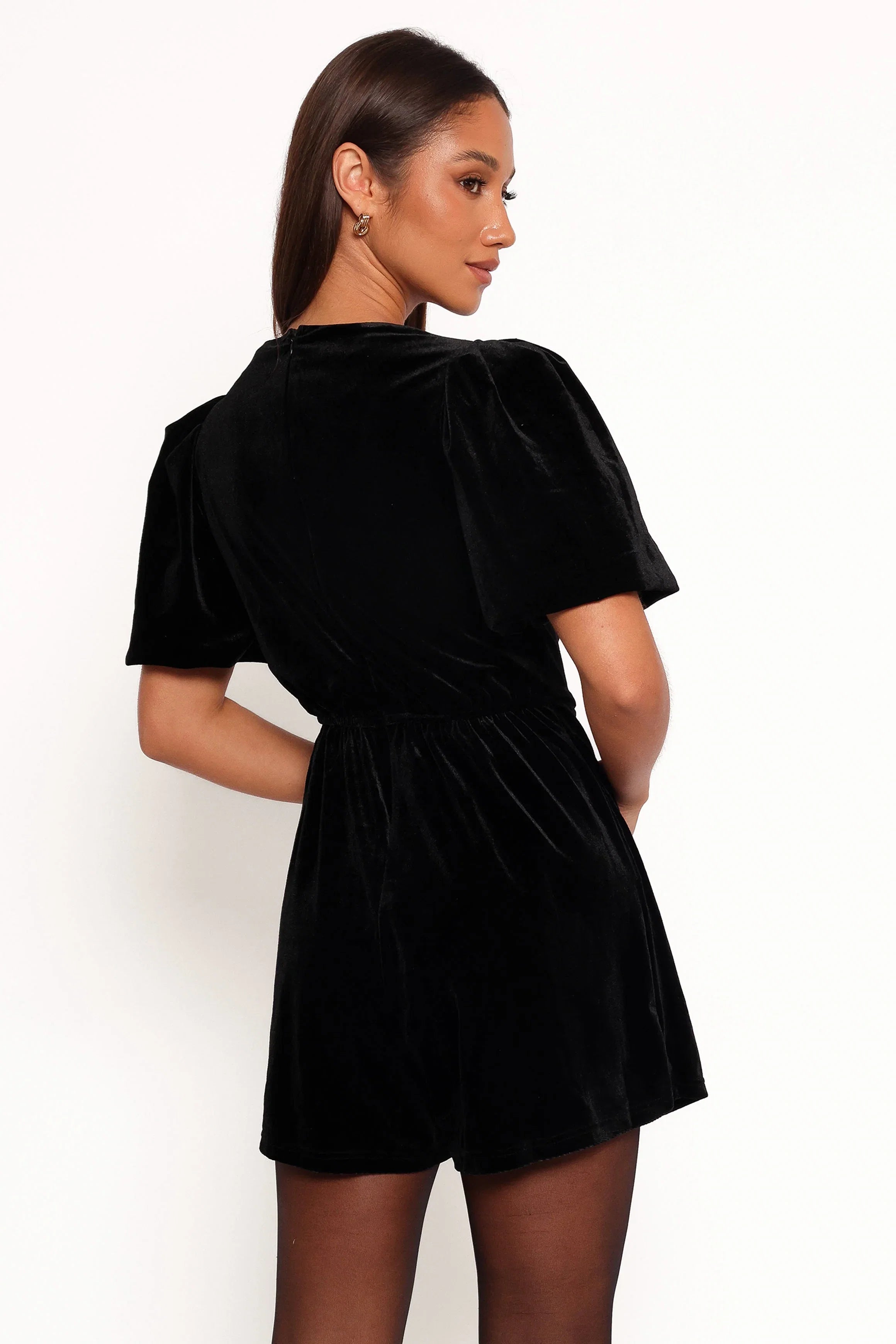 Norah Velvet Romper Black