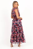 Layley One Shoulder Maxi Dress Navy Floral