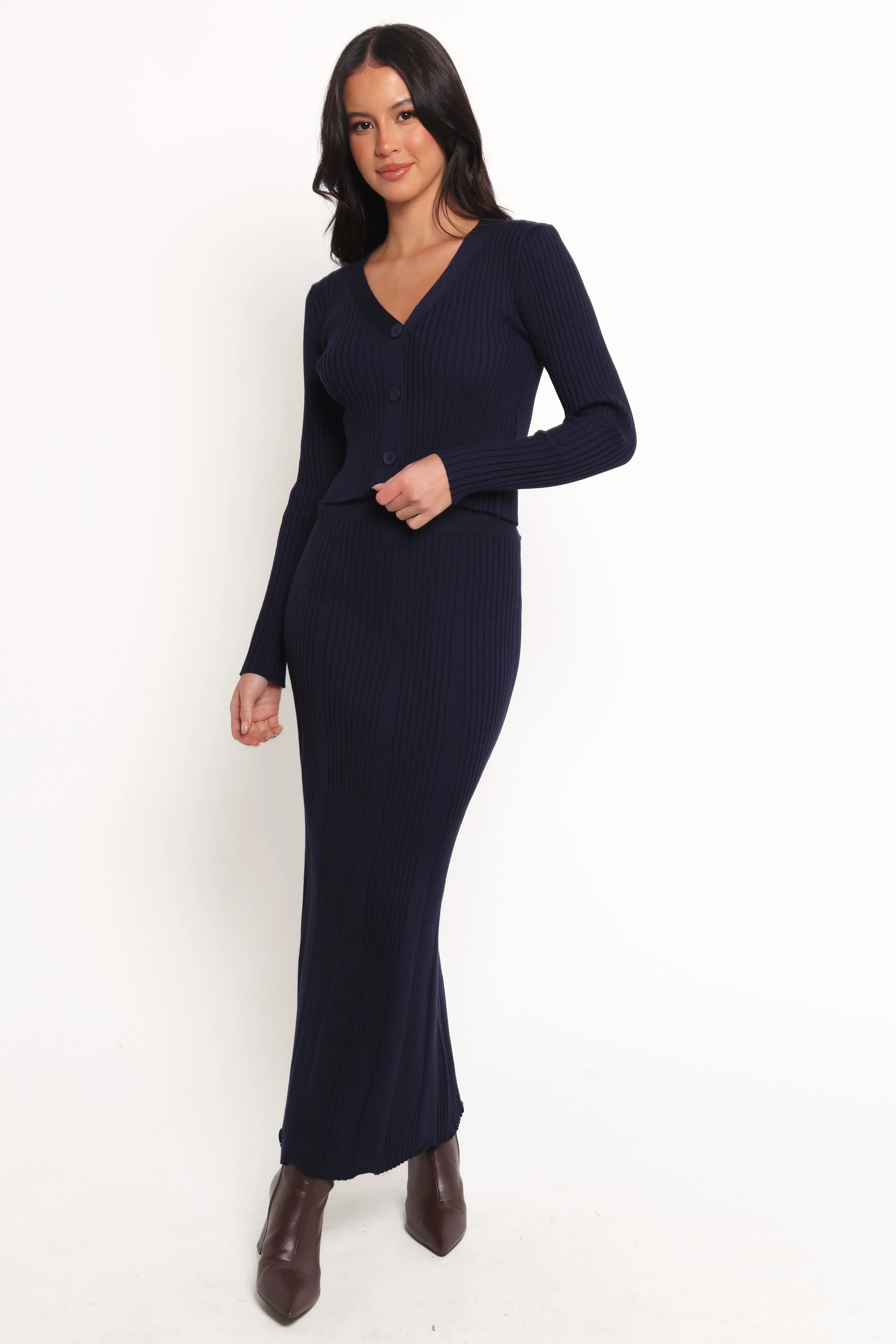 Neya Knit Skirt Set Navy