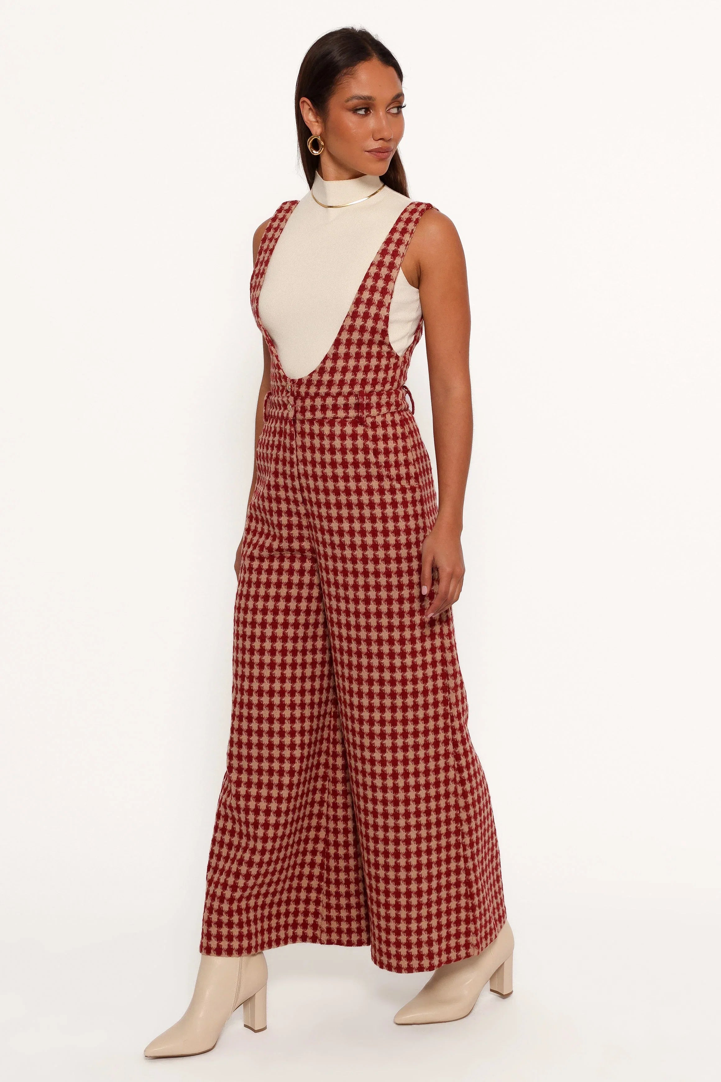 Jackson Jumpsuit Dark Red Houndstooth
