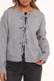 Neri Bow Tie Front Cardigan Grey