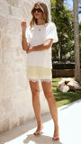 Elizabella Lace Mini Skirt Yellow
