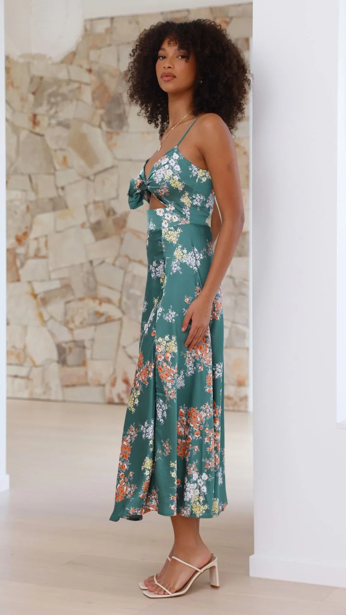 Dreamers Midi Dress Green Floral