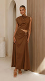 Delphine Maxi Skirt Chocolate