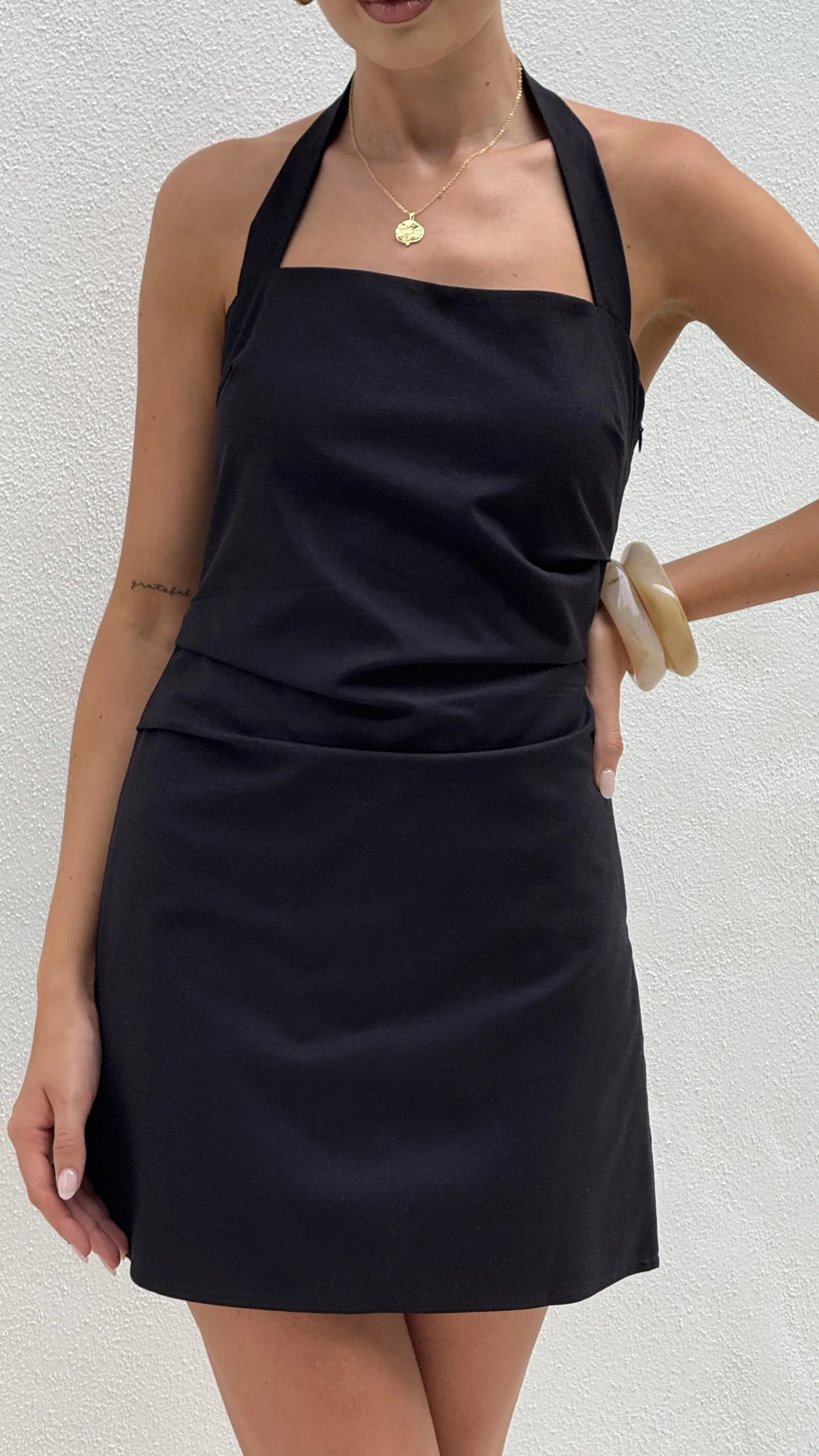 Kayden Mini Halter Dress Black