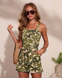 Kalanie Resort Print Waist Tie Romper