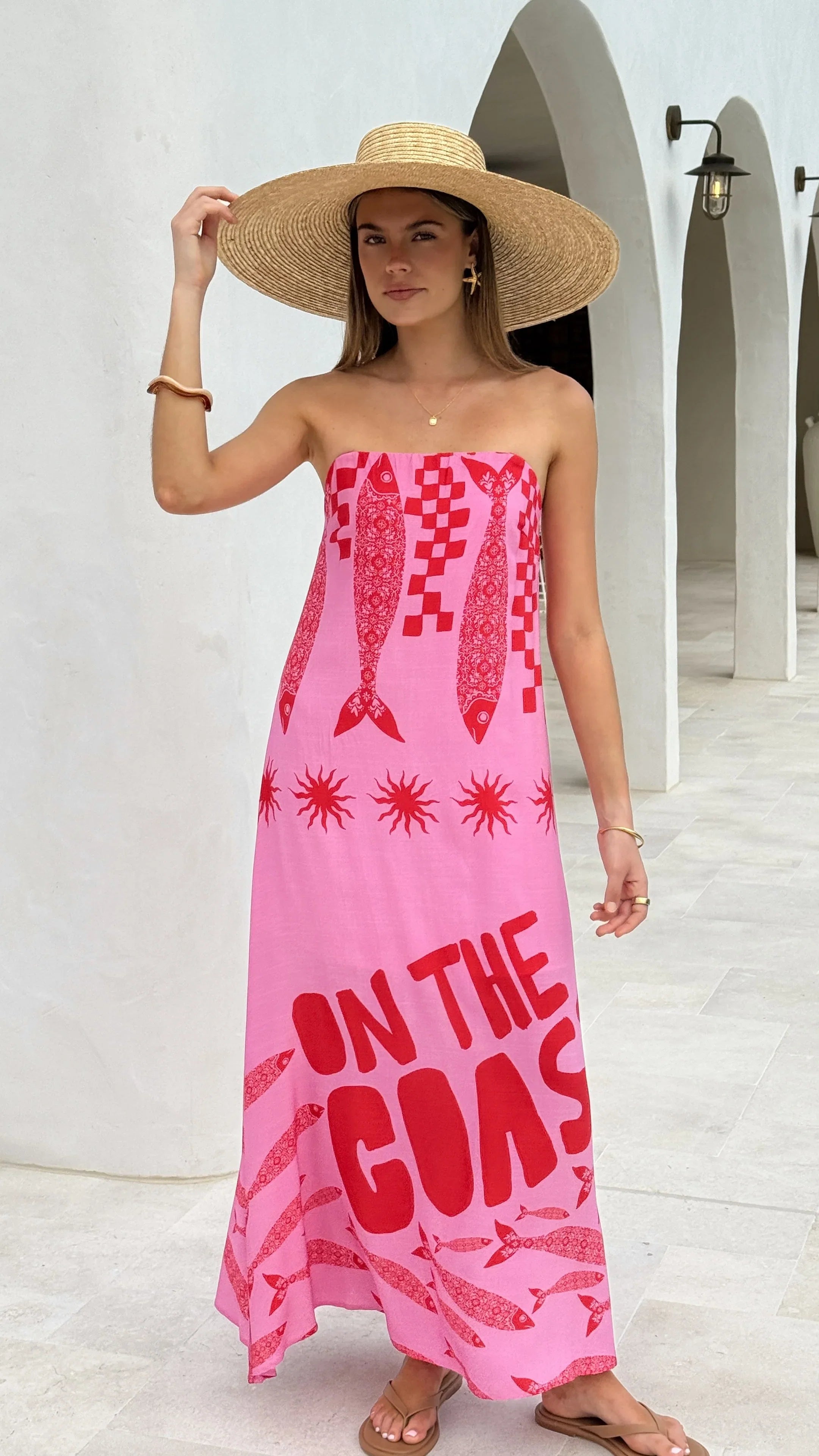 Elidie Maxi Dress Pink Red Tide