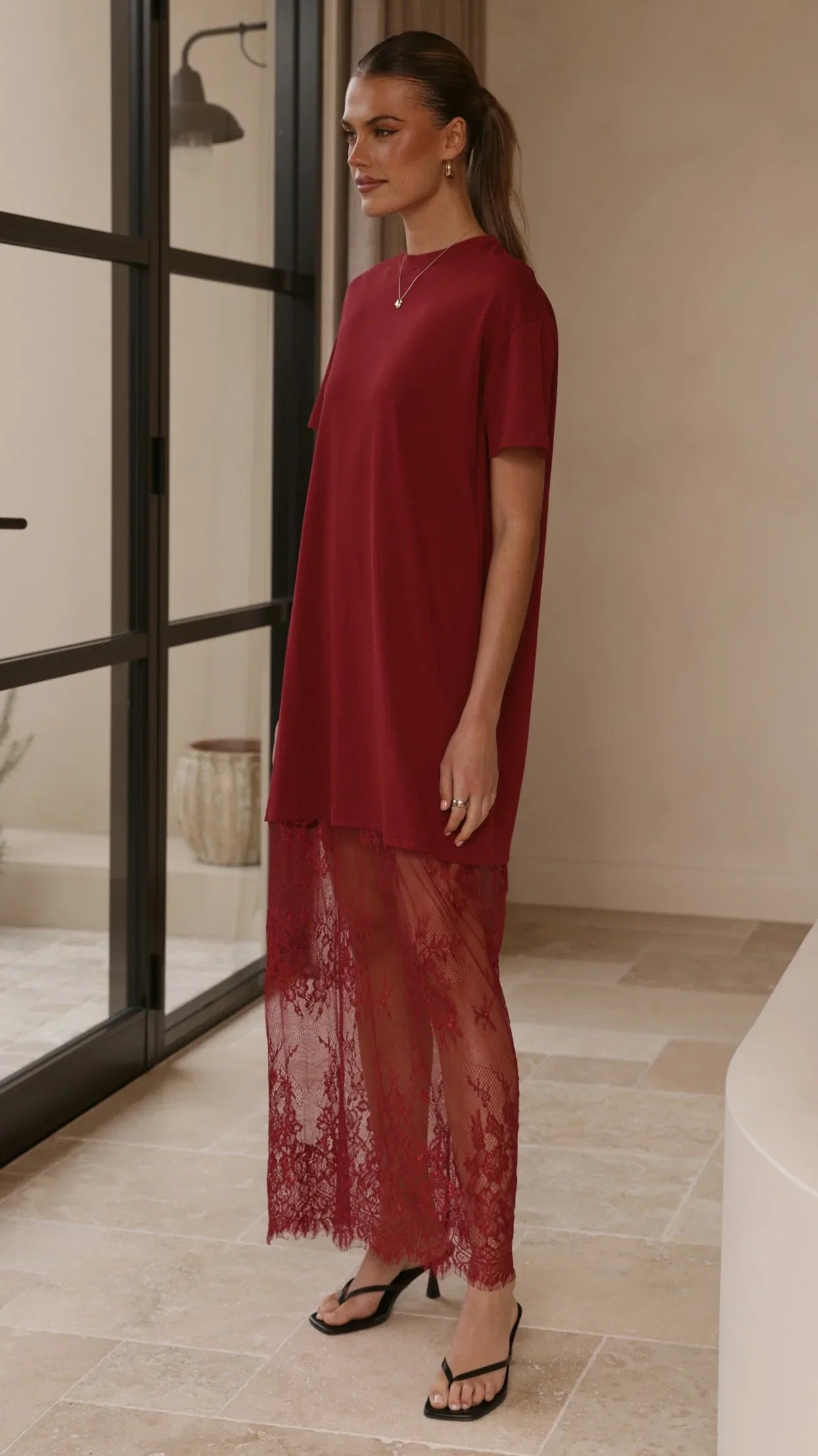 Adora T Shirt Maxi Dress Wine