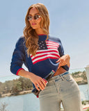 Freedom Muse Intarsia Knit American Flag Sweater